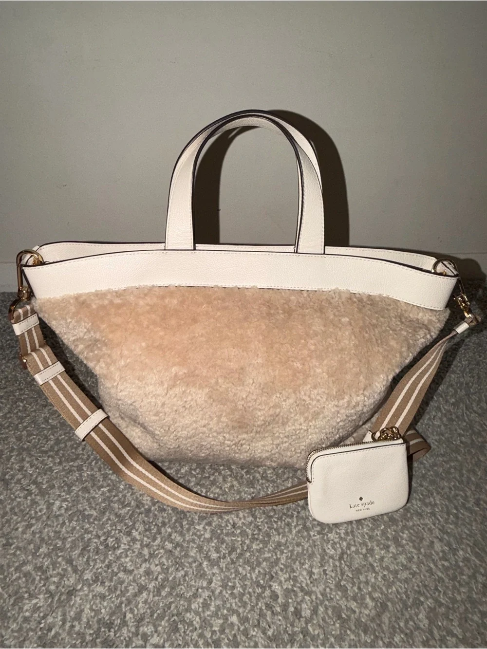Kate Spade New York Rosie Satchel Tote Faux Shearling